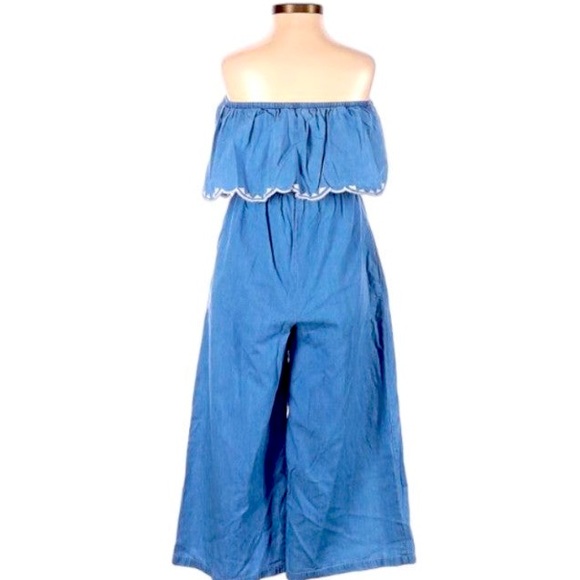 Jessica Simpson XS Strapless 100% Cotton Culotte Jumpsuit (NWT) - Picture 2 of 2